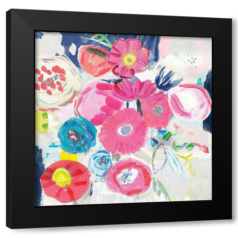 Fresh Florals III Black Modern Wood Framed Art Print with Double Matting by Zaman, Farida
