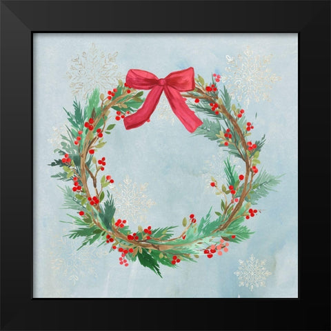 Christmas Wreath Black Modern Wood Framed Art Print by PI Studio