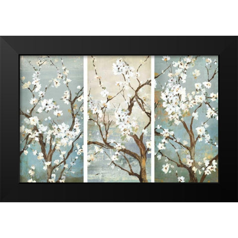 Triptych in Bloom Black Modern Wood Framed Art Print by Jensen, Asia