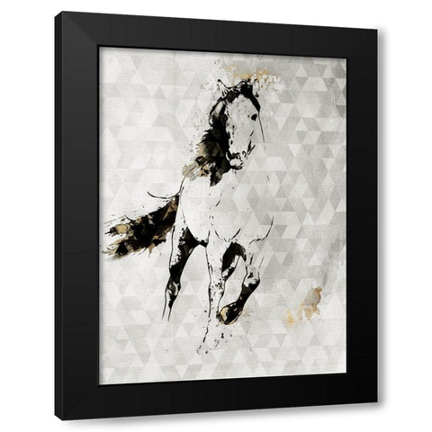 Wild Running Horse Black Modern Wood Framed Art Print by Orlov, Irena