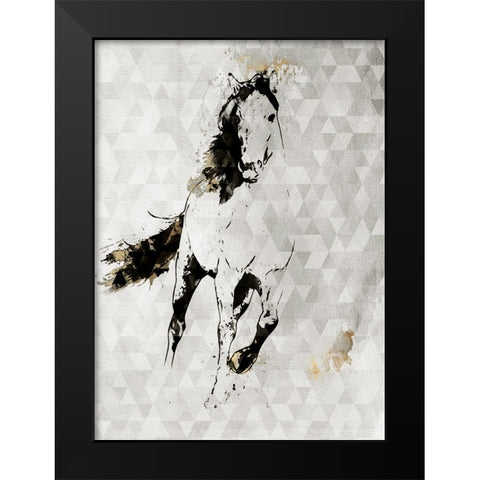 Wild Running Horse Black Modern Wood Framed Art Print by Orlov, Irena
