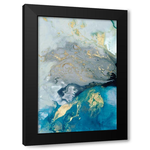 Ocean Splash I Black Modern Wood Framed Art Print with Double Matting by PI Galerie