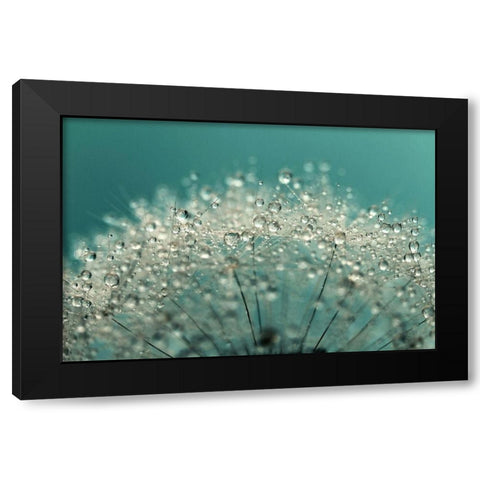 Cyan Sparkles Black Modern Wood Framed Art Print with Double Matting by Johnstone, Sharon