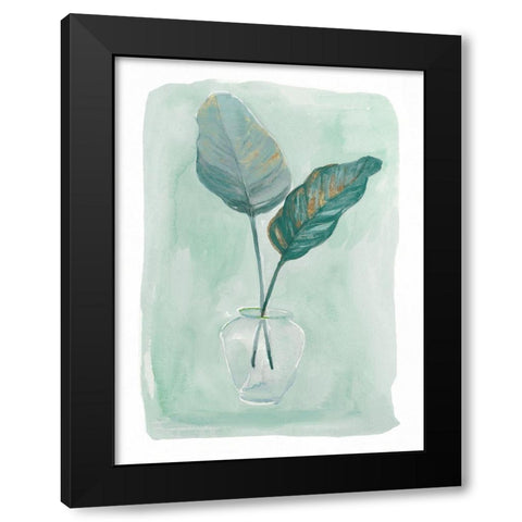 Green Tropical Vase IV Black Modern Wood Framed Art Print by Stellar Design Studio
