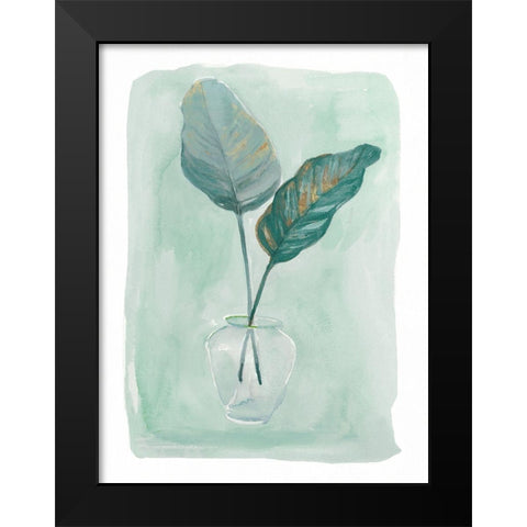 Green Tropical Vase IV Black Modern Wood Framed Art Print by Stellar Design Studio