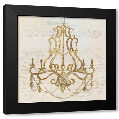 Golden Chandelier I Black Modern Wood Framed Art Print by Wilson, Aimee
