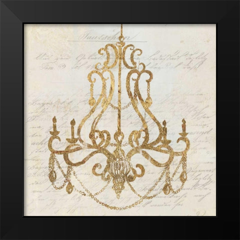 Golden Chandelier I Black Modern Wood Framed Art Print by Wilson, Aimee