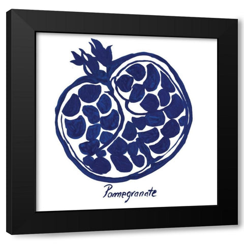 Indigo Pomegranate Black Modern Wood Framed Art Print with Double Matting by Wilson, Aimee