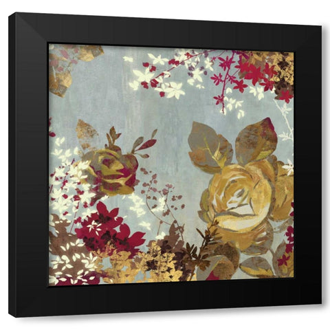 Golden Roses II Black Modern Wood Framed Art Print with Double Matting by Wilson, Aimee