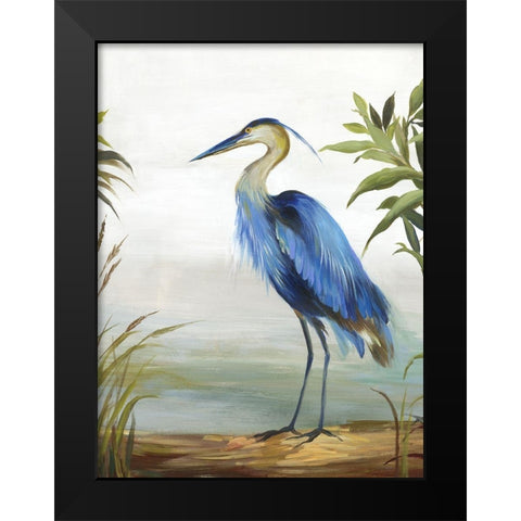 Blue Heron Black Modern Wood Framed Art Print by Wilson, Aimee