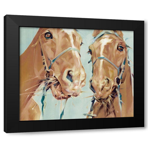 Horses Black Modern Wood Framed Art Print by Droug, Anya