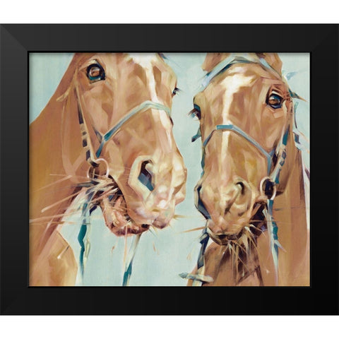 Horses Black Modern Wood Framed Art Print by Droug, Anya