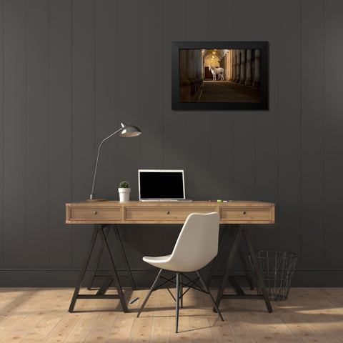 In The Barn Black Modern Wood Framed Art Print by Asimow, Merrie