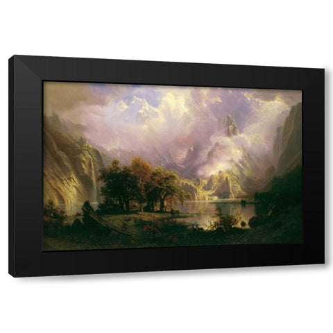 Rocky Mountain Landscape Black Modern Wood Framed Art Print with Double Matting by Bierstadt, Albert