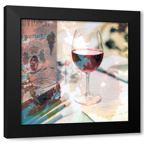 Bordeaux Vineyard Cafe #1 Black Modern Wood Framed Art Print with Double Matting by Blaustein, Alan