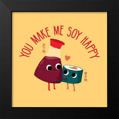 Soy Happy Black Modern Wood Framed Art Print by Buxton, Michael