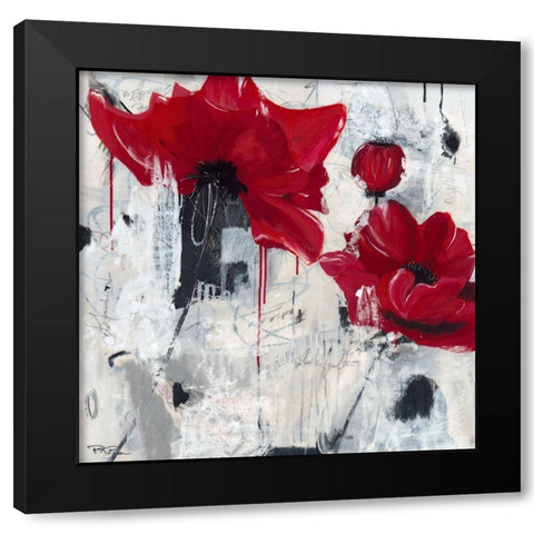 Poppy Love Black Modern Wood Framed Art Print with Double Matting by Beer, Pamela K.