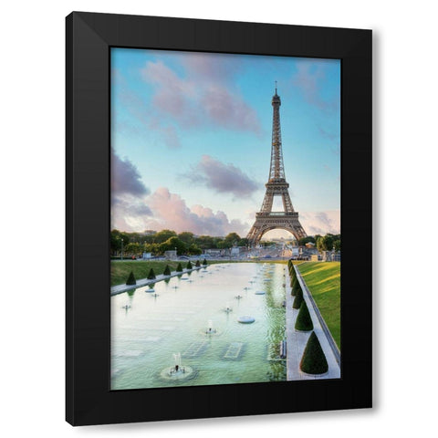 Eiffel Tower View I Black Modern Wood Framed Art Print with Double Matting by Blaustein, Alan