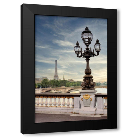 View of Eiffel Tower Black Modern Wood Framed Art Print by Blaustein, Alan