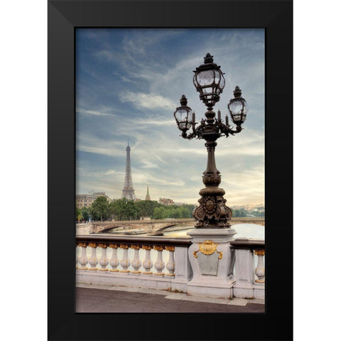 View of Eiffel Tower Black Modern Wood Framed Art Print by Blaustein, Alan