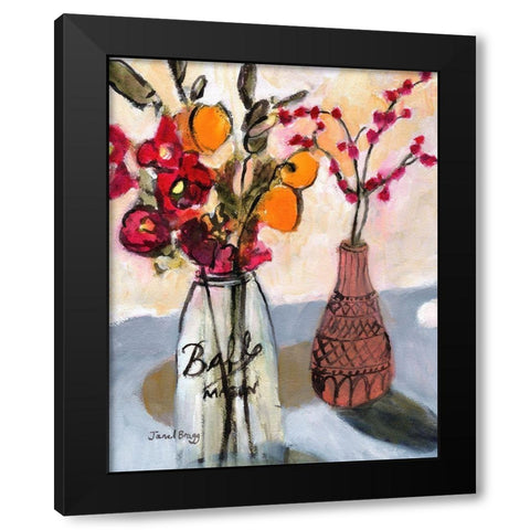 Still Life with Mason Jar and Flowers Black Modern Wood Framed Art Print with Double Matting by Bragg, Janel