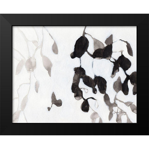 Leaves in Black and White Black Modern Wood Framed Art Print by Bragg, Janel