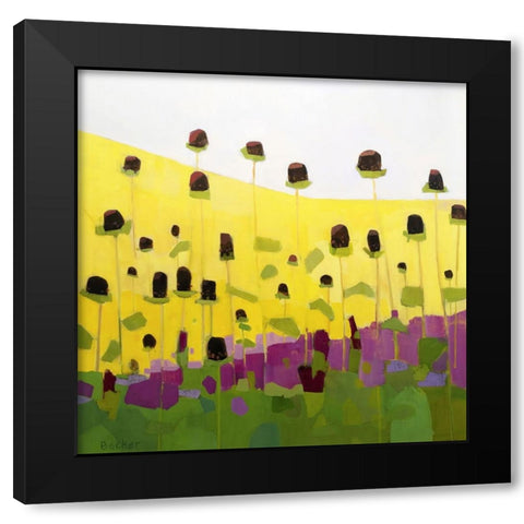 Coneflowers With Pink Black Modern Wood Framed Art Print with Double Matting by Becker, Anne