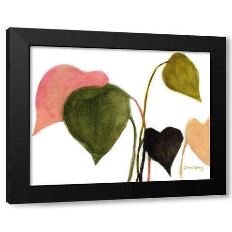 Philodendron in Rosy Greens No. 2 Black Modern Wood Framed Art Print with Double Matting by Bragg, Janel