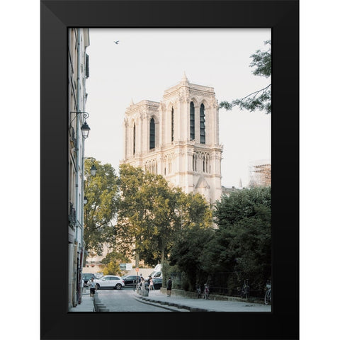 Notre Dame Black Modern Wood Framed Art Print by Broadway, Krista