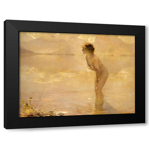 September Morn Black Modern Wood Framed Art Print with Double Matting by Chabas, Paul