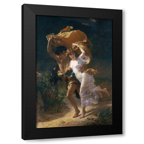 The Storm, 1880 Black Modern Wood Framed Art Print with Double Matting by Cot, Pierre-Auguste