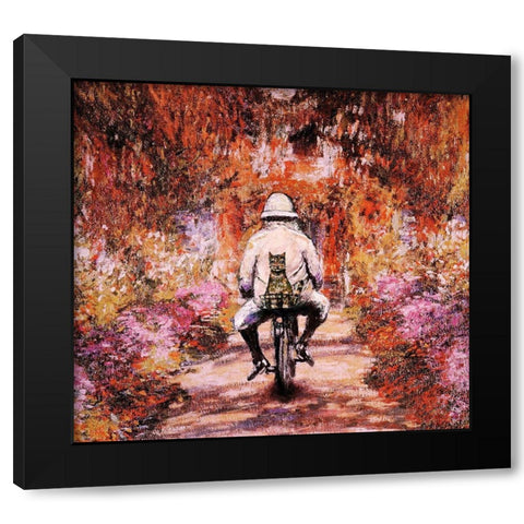 Monet Cat Black Modern Wood Framed Art Print with Double Matting by Chameleon Design, Inc.