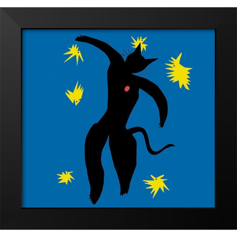 Matisse Cat Black Modern Wood Framed Art Print by Chameleon Design, Inc.