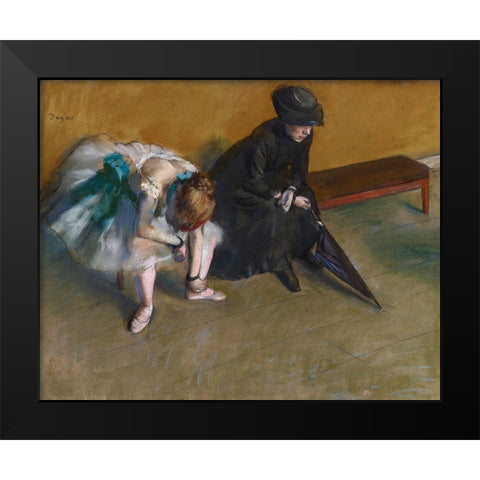 Waiting Black Modern Wood Framed Art Print by Degas, Edgar