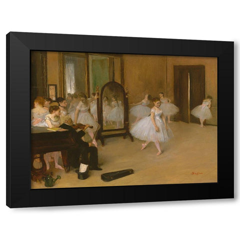 The Dancing Class Black Modern Wood Framed Art Print by Degas, Edgar
