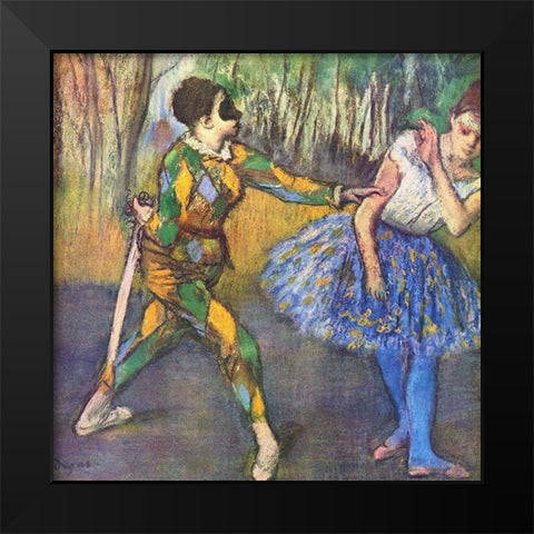 Harlequin and Colombine Black Modern Wood Framed Art Print by Degas, Edgar