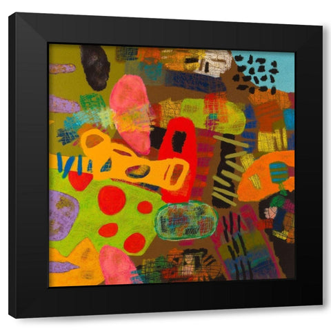 Conversations in the Abstract #19 Black Modern Wood Framed Art Print with Double Matting by Downs