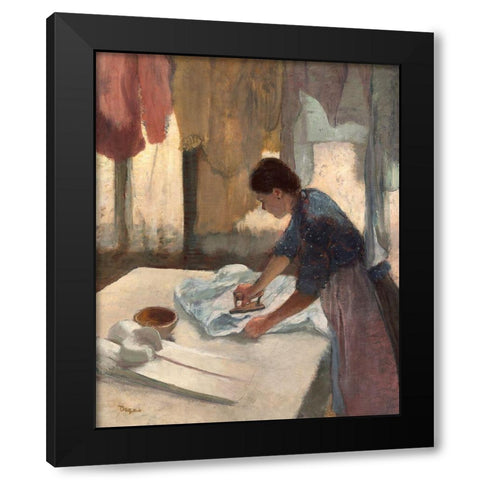 Woman Ironing, c. 1876-1877 Black Modern Wood Framed Art Print with Double Matting by Degas, Edgar