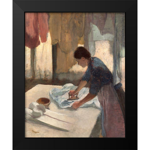 Woman Ironing, c. 1876-1877 Black Modern Wood Framed Art Print by Degas, Edgar