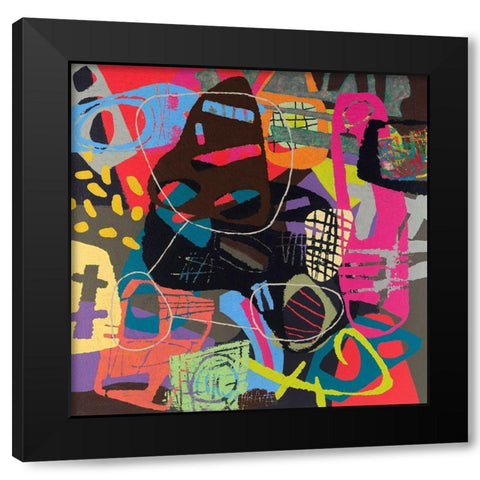 Conversations In The Abstract No. 111 Black Modern Wood Framed Art Print with Double Matting by Downs