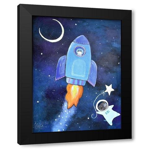Outer Space Adventure Black Modern Wood Framed Art Print with Double Matting by Doss, Andrea