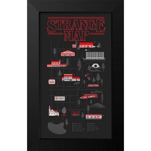 Strange Map Black Modern Wood Framed Art Print by Farkas, Robert