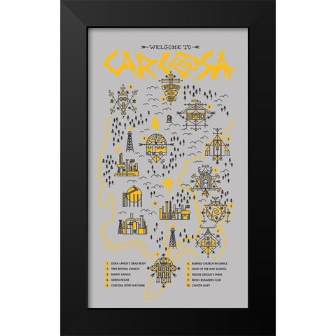 True Detective Map Black Modern Wood Framed Art Print by Farkas, Robert