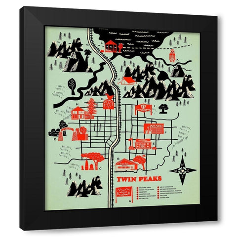 Welcome to Twinpeaks Black Modern Wood Framed Art Print by Farkas, Robert