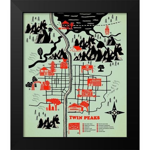 Welcome to Twinpeaks Black Modern Wood Framed Art Print by Farkas, Robert