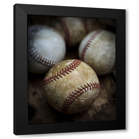Old Baseball Black Modern Wood Framed Art Print by Fielding, Edward M.