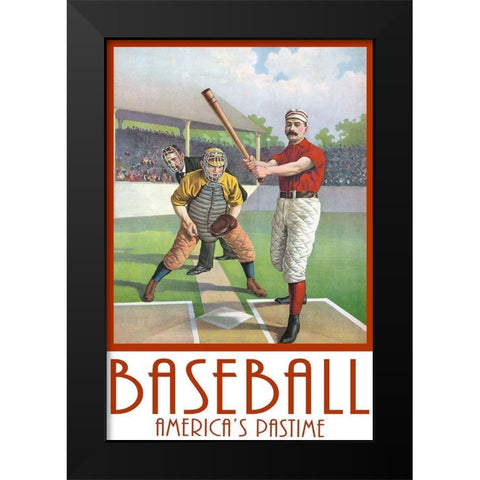 Baseball America Black Modern Wood Framed Art Print by Fielding, Edward M.