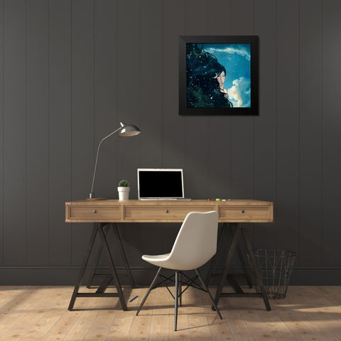 Lady Night Black Modern Wood Framed Art Print by Flores, Paula Belle