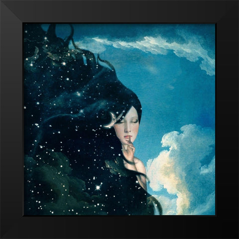 Lady Night Black Modern Wood Framed Art Print by Flores, Paula Belle