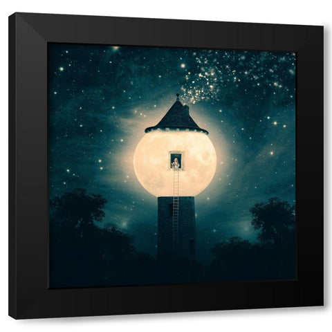 The Moon Tower Black Modern Wood Framed Art Print by Flores, Paula Belle